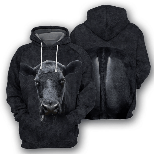 Black Angus Cattle 3D All Over Printed Hoodie