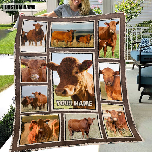Uni Custom Name Red Angus Frame Blanket