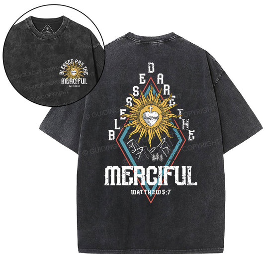 Blessed Are The Merciful Christian Washed T-Shirt Sale - GuidingCross