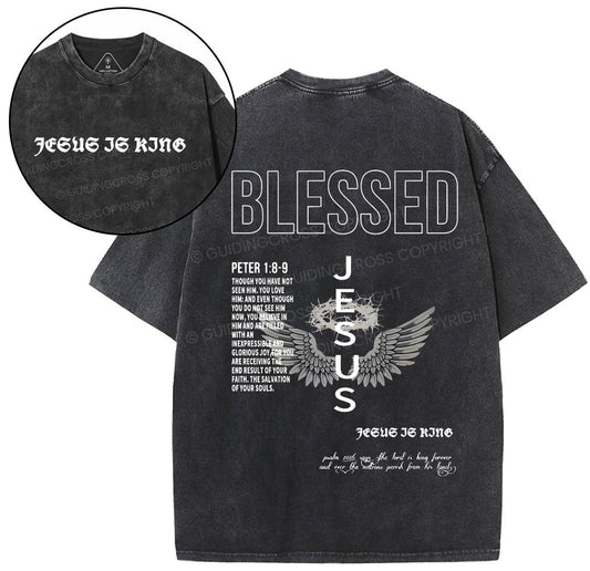 Blessed Christian Washed T-Shirt Sale - GuidingCross