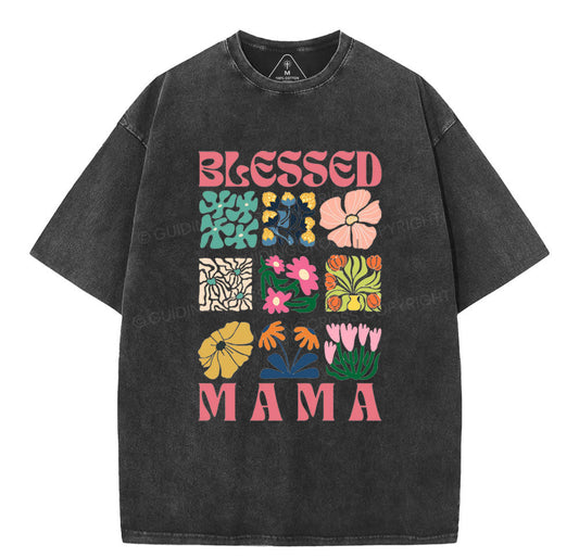Blessed Mama Christian Washed TShirt