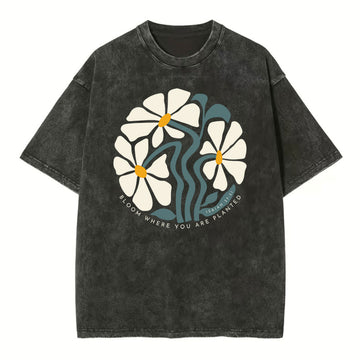Bloom Where You Are Planted Christian Washed T-Shirt Sale - GuidingCross