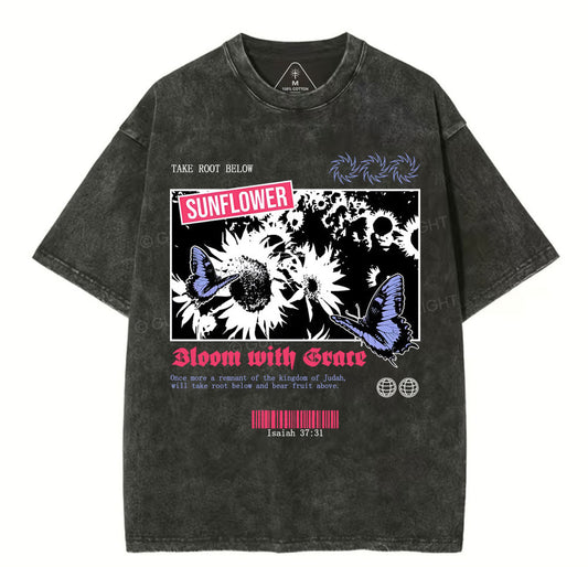 Bloom With Grace Christian Washed TShirt