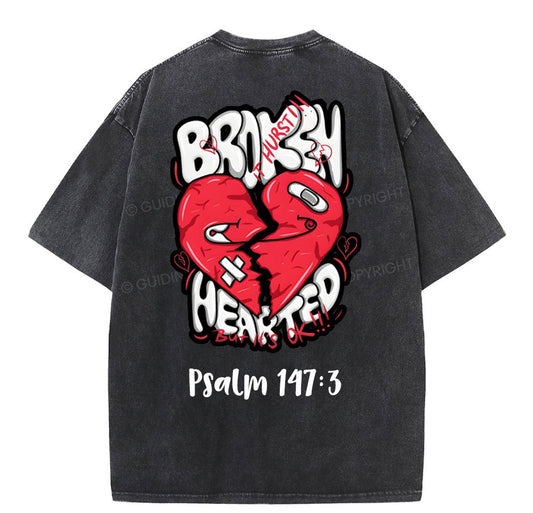 Broken Hearted Christian Washed T-Shirt Sale - GuidingCross