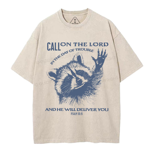 Call On The Lord Christian Washed T-Shirt Sale - GuidingCross