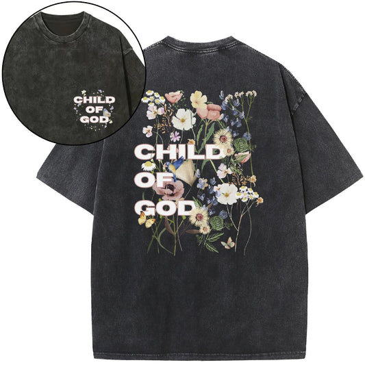 Child Of God Wildflowers Christian Washed T-Shirt Sale - GuidingCross
