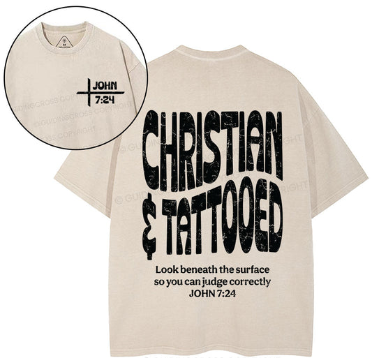 Christian & Tattooed Christian Washed T-Shirt Sale - GuidingCross