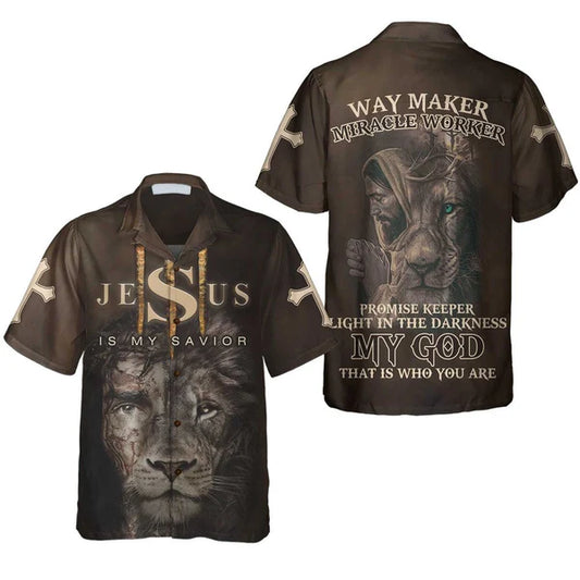 UniJames Christian Shirt, Jesus Is My Savior Hawaiian Shirt - Christian Hawaiian Shirt for Men Women