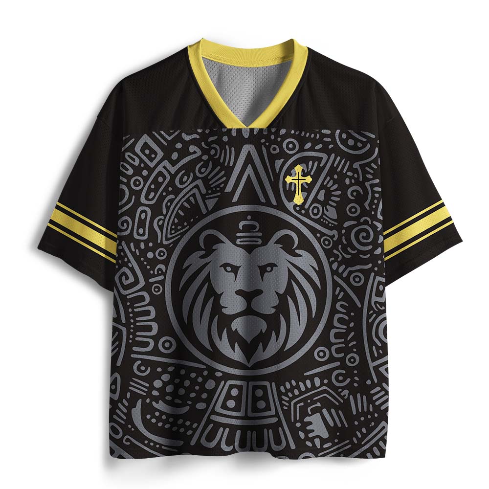 UniJames Conqueror Lion Christian Black Mesh Jersey