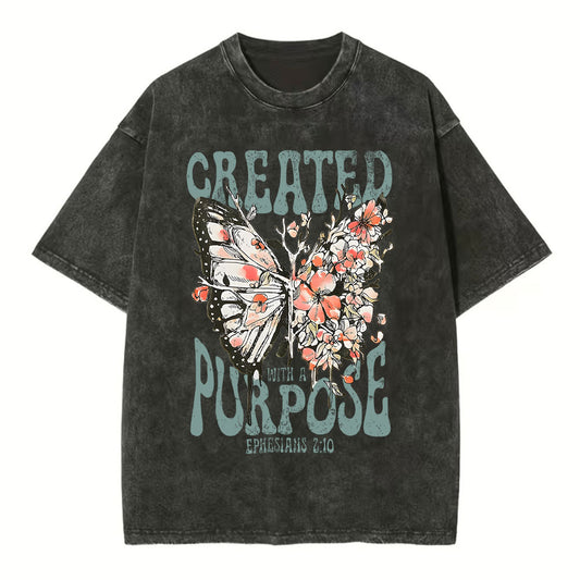 Created With A Purpose Christian Washed T-Shirt Sale - GuidingCross