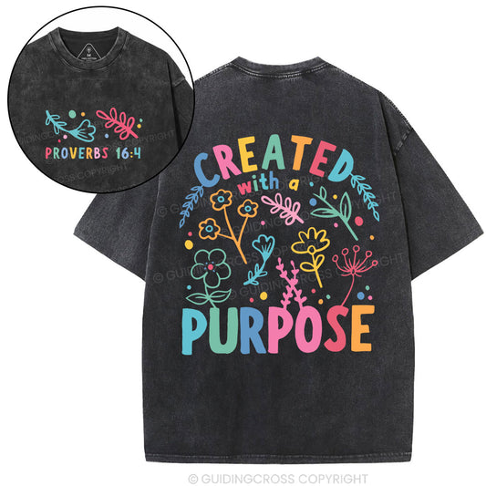 Created With Purpose Christian Washed T-Shirt Sale - GuidingCross
