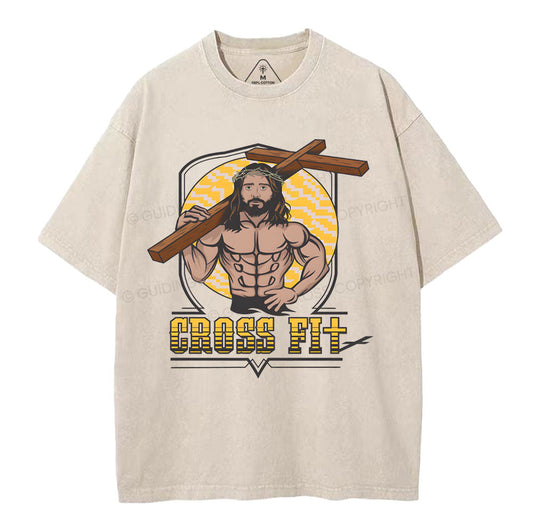 Cross Fit Christian Washed T-Shirt Sale - GuidingCross
