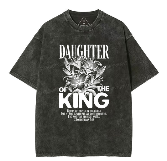 Daughter Of The King Flower Christian Washed T-Shirt Sale - GuidingCross