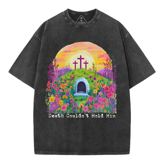 Death Couldn't Hold Him Christian Washed T-Shirt Sale - GuidingCross