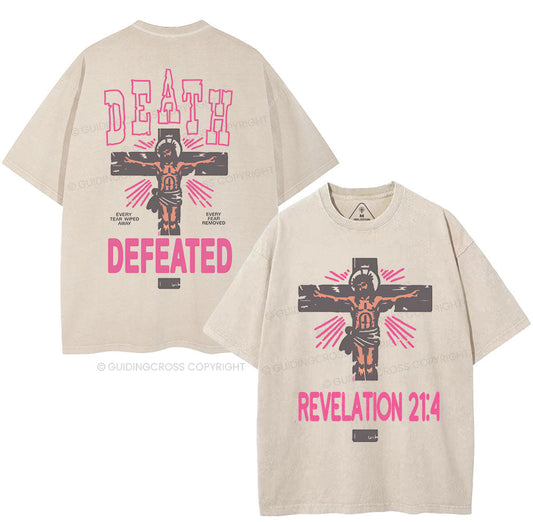 Death Defeated Christian Washed T-Shirt Sale - GuidingCross