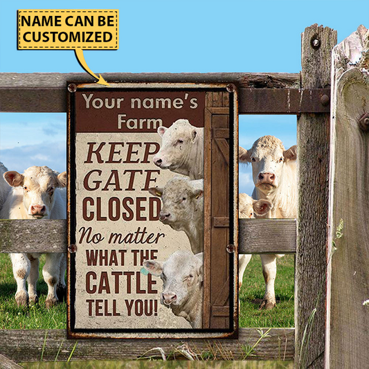 uni Customized Name CHAROLAIS CATTLE LOVERS KEEP GATE CLOSED All Printed 3D Metal Sign