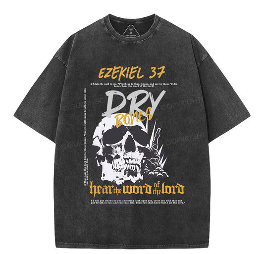 Dry Bones Hear The Word Of The Lord Christian Washed T-Shirt Sale - GuidingCross