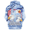 Uni Eagle Christian Cross Jesus America One Nation Under God 3D Hoodie