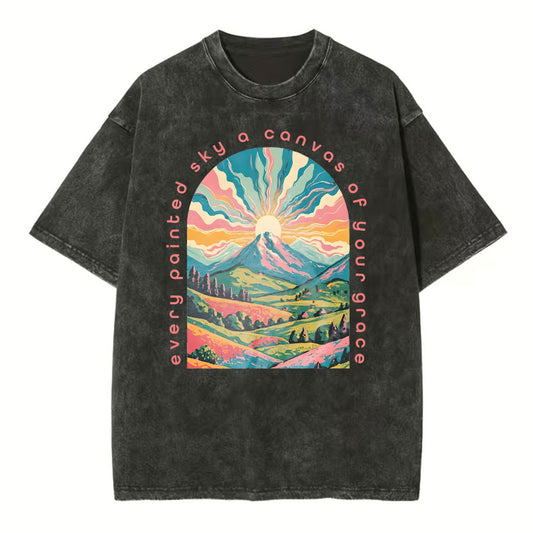 Every Painted Sky A Canvas Of Your Grace Christian Washed T-Shirt Sale - GuidingCross