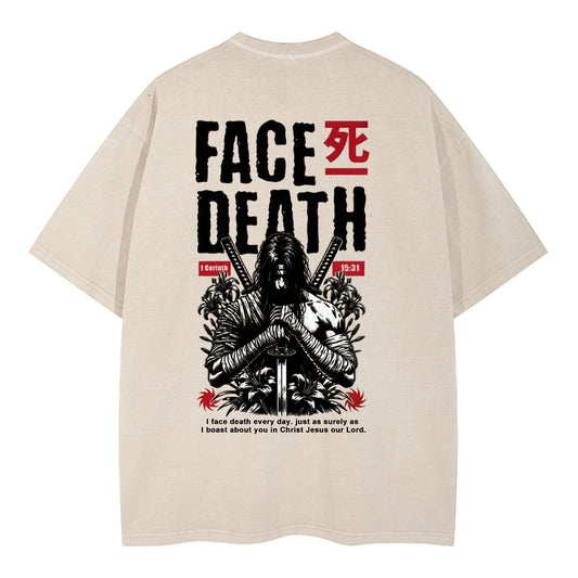 Face Death Christian Washed T-Shirt Sale - GuidingCross