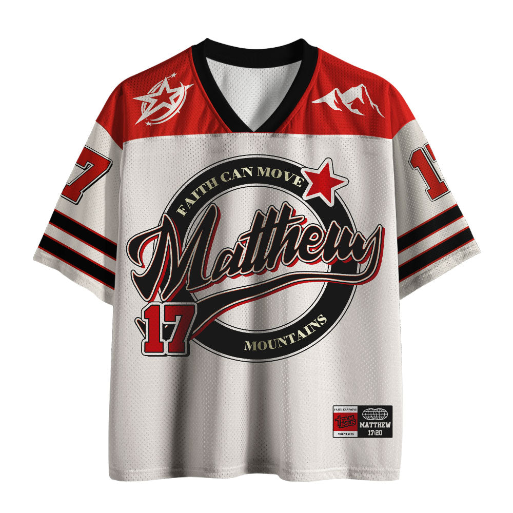 UniJames Faith Can Move Mountains Christian Beige Mesh Jersey