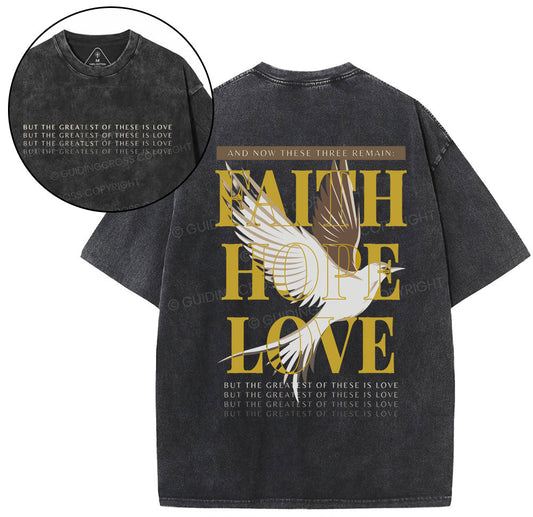 Faith Hope Love Christian Washed T-Shirt Sale - GuidingCross