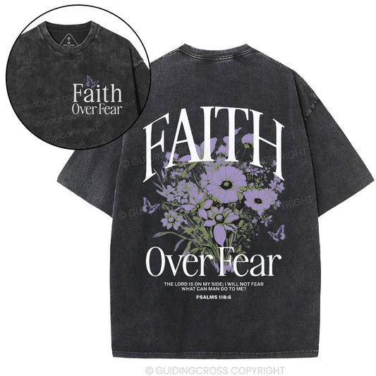 Faith Over Fear Christian Washed T-Shirt Sale - GuidingCross