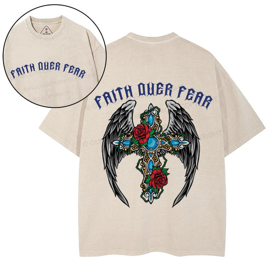 Faith Over Fear Christian Washed TShirt