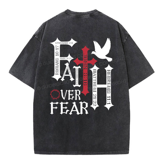 Faith Over Fear Christian Washed TShirt