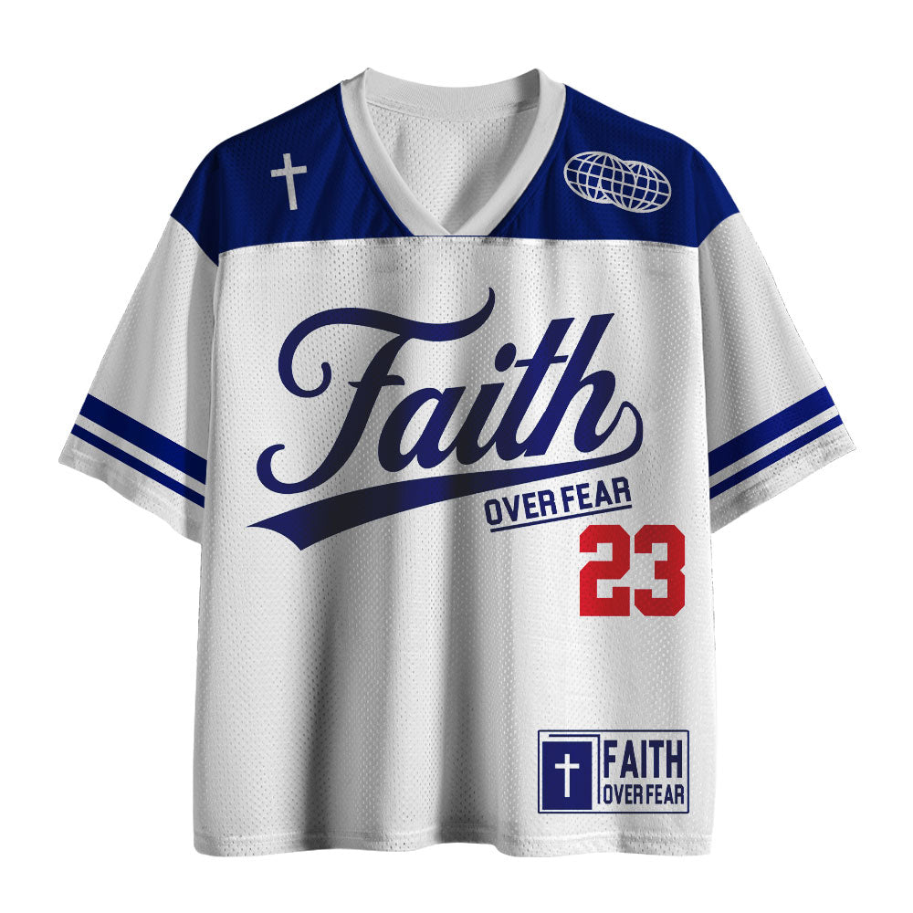 UniJames Personalized Faith Over Fear Christian White Mesh Jersey