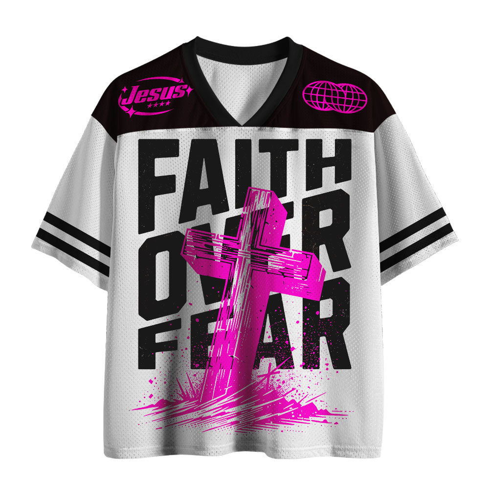 UniJames Faith Over Fear Cross Christian White Mesh Jersey