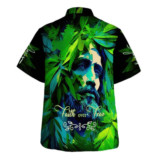 UniJames Faith Over Fear Green Jesus Hawaiian Shirts For Men And Women - Christian Hawaiian Shirt - Hawaiian Summer Shirts