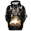 Uni Faith Over Fear Jesus Gods Hand Christian Cross 3D Hoodie