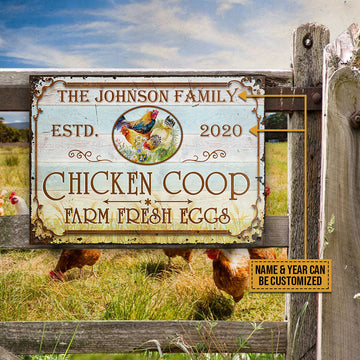 uni Personalized Farm Chicken Coop Fresh Eggs All Printed 3D Metal Sign