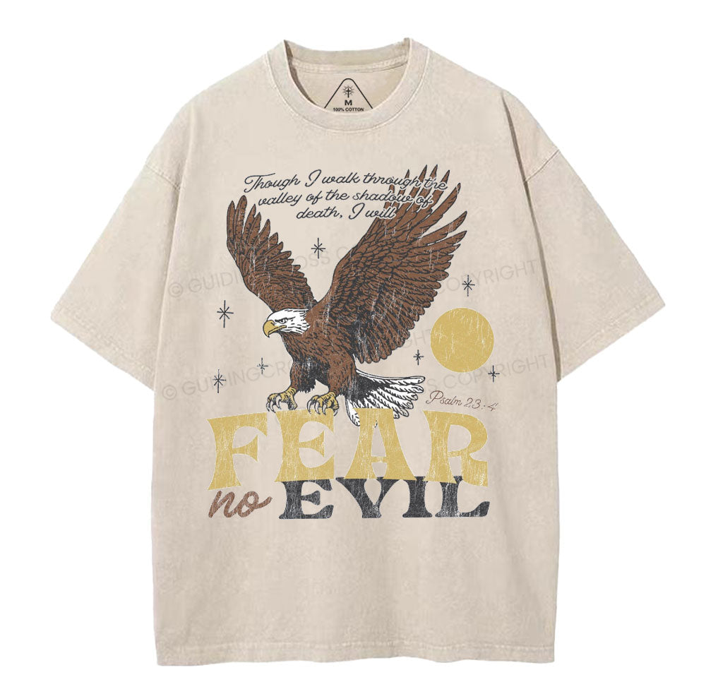 Fear No Evil Chrsitian Washed T-Shrit Sale - GuidingCross