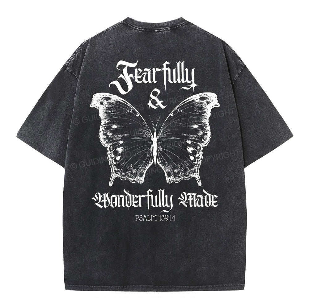 Fearfully And Wonderfully Christian Washed T-Shirt Sale - GuidingCross