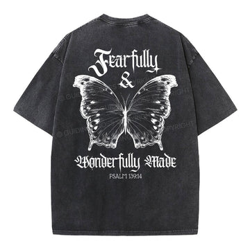 Fearfully And Wonderfully Christian Washed T-Shirt Sale - GuidingCross