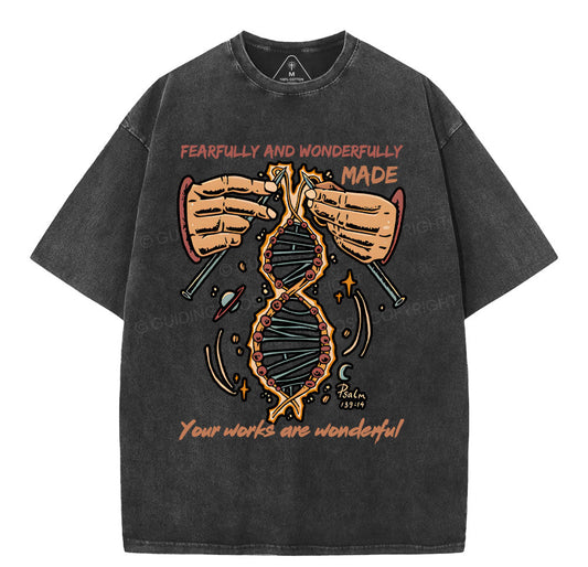 Fearfully And Wonderfully Made Washed T-Shirt Sale - GuidingCross
