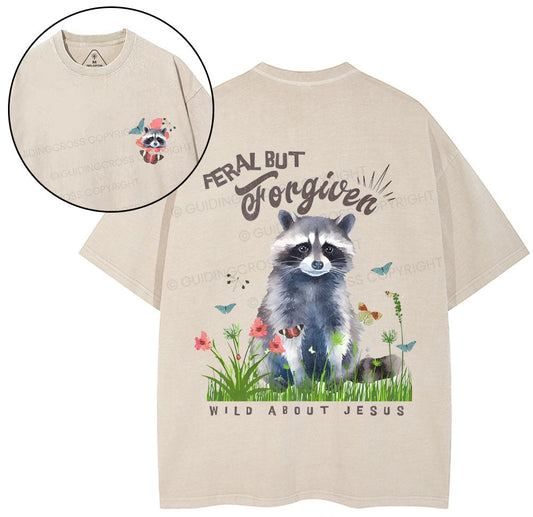 Feral But Forgivem Christian Washed T-Shirt Sale - GuidingCross