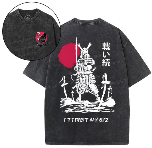 Fight Of The Faith Chirstian Washed TShirt