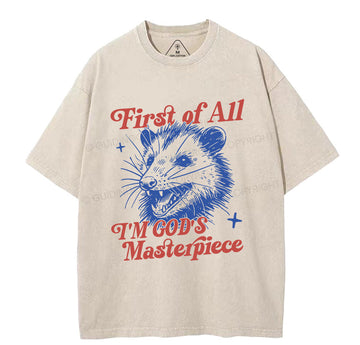 First Of All I Am God Masterpieces Christian Washed T-Shirt Sale - GuidingCross