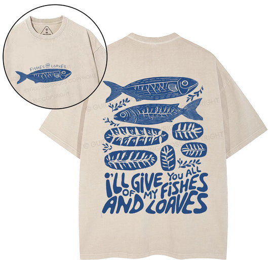 Fishes And Loaves Christian Washed T-Shirt Sale - GuidingCross