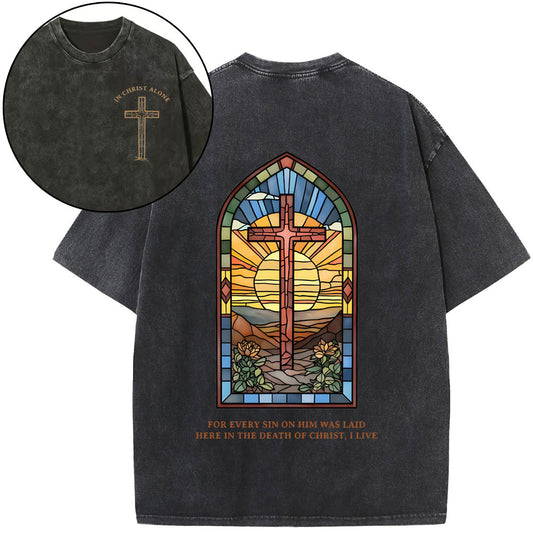 For Every Sin On Him Was Laid Christian Washed TShirt