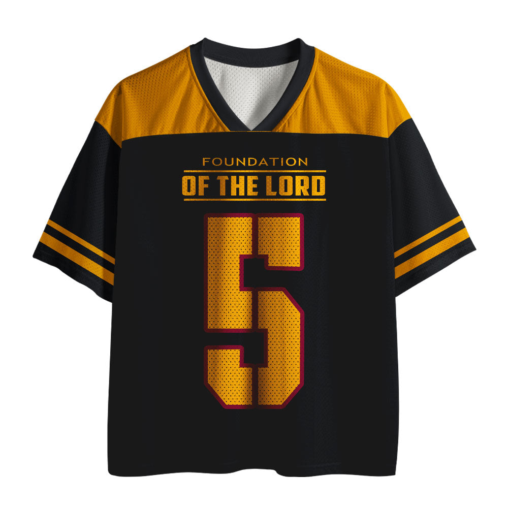 UniJames Foudation Of The Lord Christian Gold Black Mesh Jersey