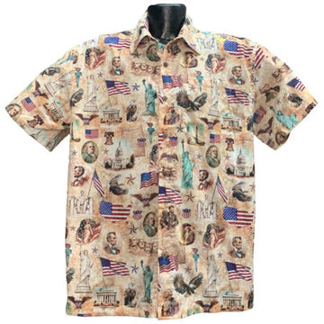 UniJames Founding Fathers Patriotic Button Shirt