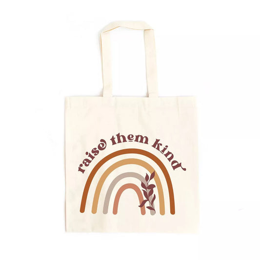 City Creek Prints Raise Them Kind Rainbow Canvas Tote Bag