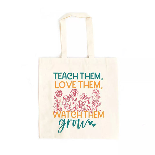 City Creek Prints Watch Them Grow Flower Garden Canvas Tote Bag