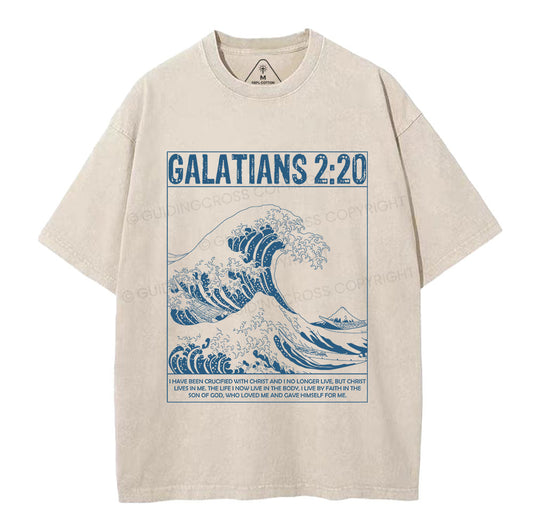 Galatians 2:20 Christian Washed T-Shirt Sale - GuidingCross
