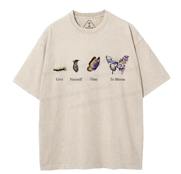 Give Yourself Time To Bloom Christian Washed TShirt