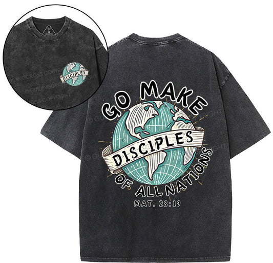 Go Make Disciples Of All Nations Christian Washed T-Shirt Sale - GuidingCross
